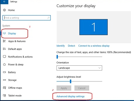 Advanced display settings